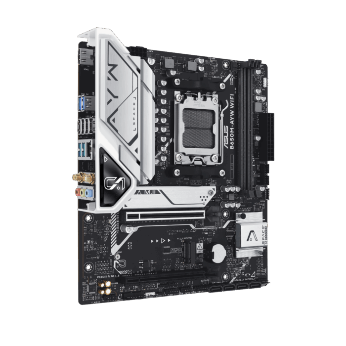Asus AMD B650 Micro-ATX motherboard with DDR5, PCIe 5.0 M.2 support, HDMI™, Realtek 2.5Gb Ethernet, Wi-Fi 6, rear USB 10Gbps ports, front USB 5Gbps Type-C®, SATA 6 Gbps, Two-Way AI Noise Cancelation, Aura Sync - Image 3