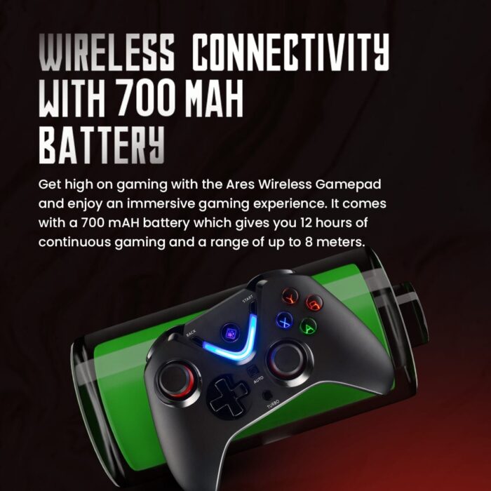 Cosmic Byte Ares Black Wireless Controller for PC,rubberised texture,700 mah battery,Vibration feature - Image 3