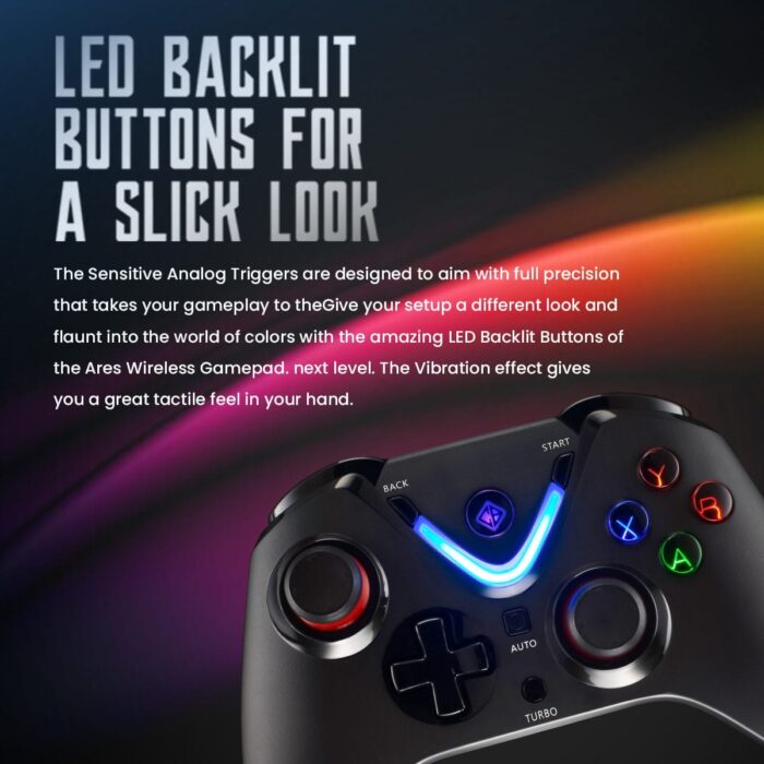 Cosmic Byte Ares Black Wireless Controller for PC,rubberised texture,700 mah battery,Vibration feature - Image 2