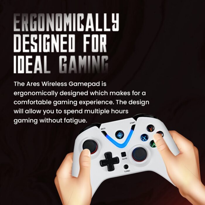 Cosmic Byte Ares White Wireless Controller for PC,rubberised texture,700 mah battery,Vibration feature - Image 8