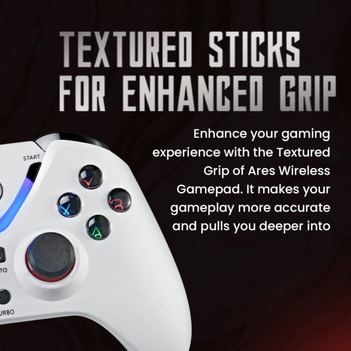 Cosmic Byte Ares White Wireless Controller for PC,rubberised texture,700 mah battery,Vibration feature - Image 7