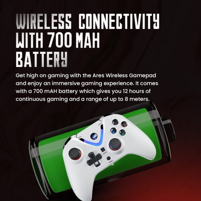 Cosmic Byte Ares White Wireless Controller for PC,rubberised texture,700 mah battery,Vibration feature - Image 5