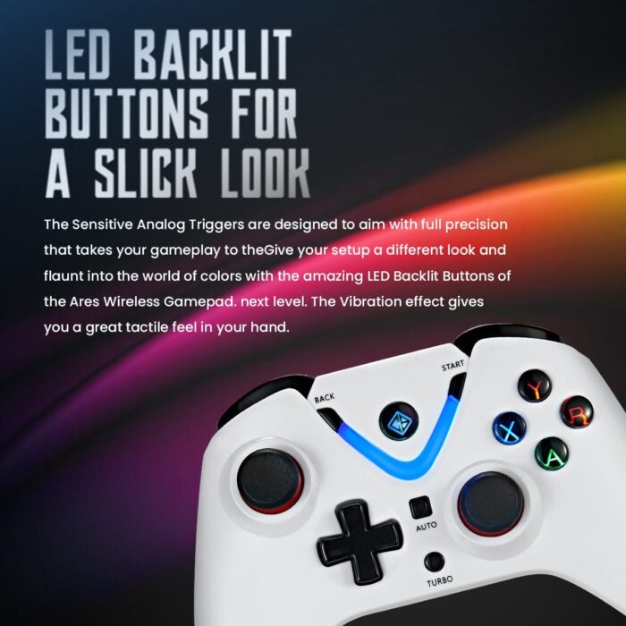 Cosmic Byte Ares White Wireless Controller for PC,rubberised texture,700 mah battery,Vibration feature - Image 4