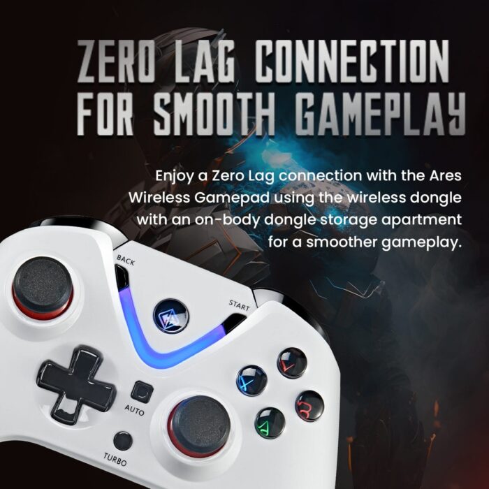 Cosmic Byte Ares White Wireless Controller for PC,rubberised texture,700 mah battery,Vibration feature - Image 3