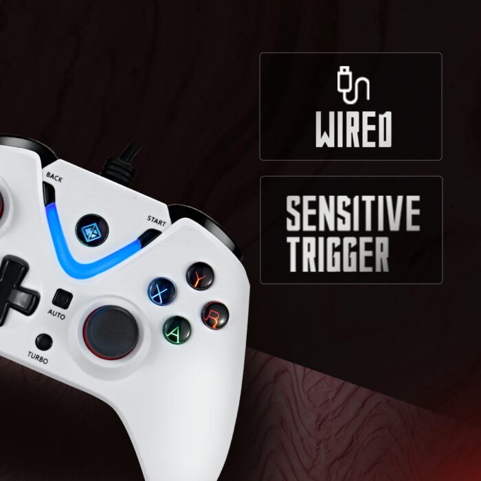 Cosmic Byte Ares Wired Controller for PC, rubberised texture, 700 mah battery, Vibration feature (White Colour) - Image 8
