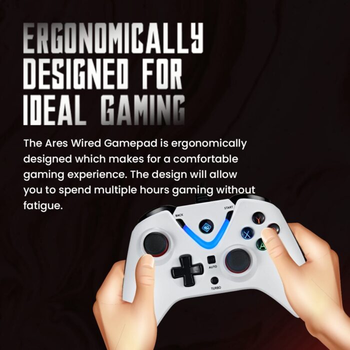 Cosmic Byte Ares Wired Controller for PC, rubberised texture, 700 mah battery, Vibration feature (White Colour) - Image 7