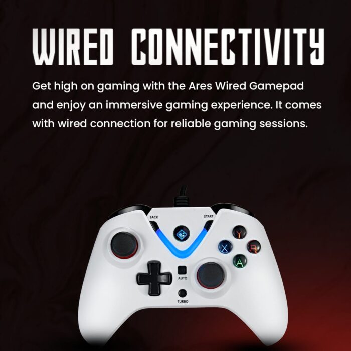 Cosmic Byte Ares Wired Controller for PC, rubberised texture, 700 mah battery, Vibration feature (White Colour) - Image 4