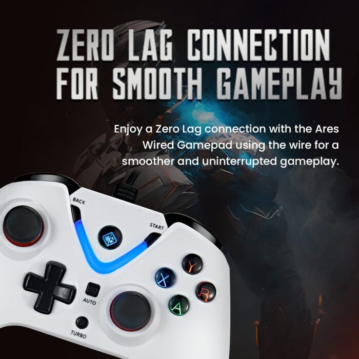 Cosmic Byte Ares Wired Controller for PC, rubberised texture, 700 mah battery, Vibration feature (White Colour) - Image 2