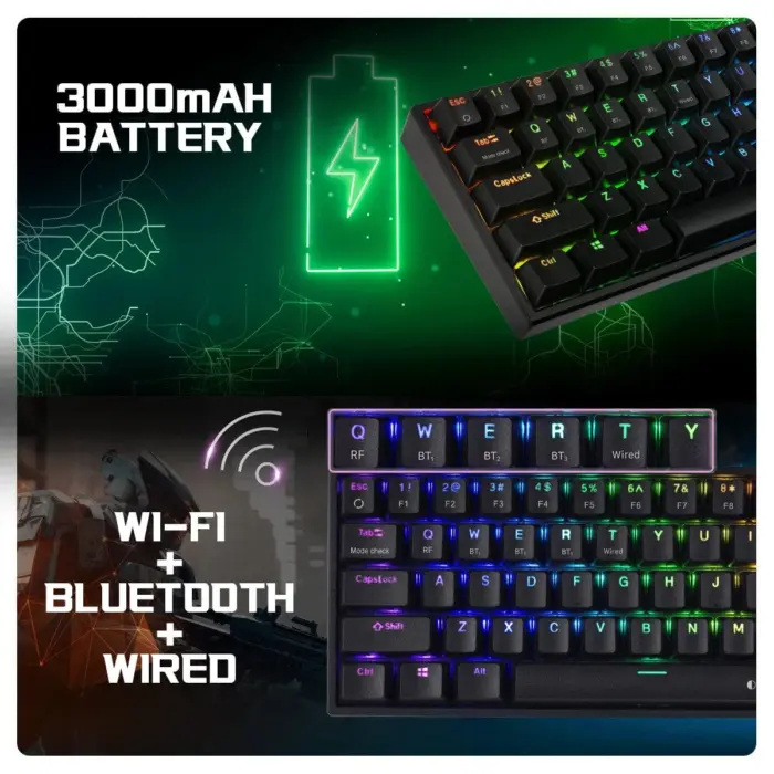 Cosmic Byte CB-GK-40 Artemis Wired + Wireless + Bluetooth 68 Key Per Key RGB Mechanical Gaming Keyboard - Image 11