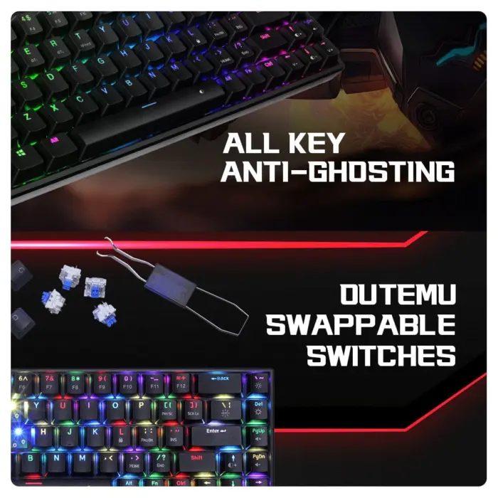 Cosmic Byte CB-GK-40 Artemis Wired + Wireless + Bluetooth 68 Key Per Key RGB Mechanical Gaming Keyboard - Image 10
