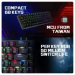 Cosmic Byte CB-GK-40 Artemis Wired + Wireless + Bluetooth 68 Key Per Key RGB Mechanical Gaming Keyboard - Image 8