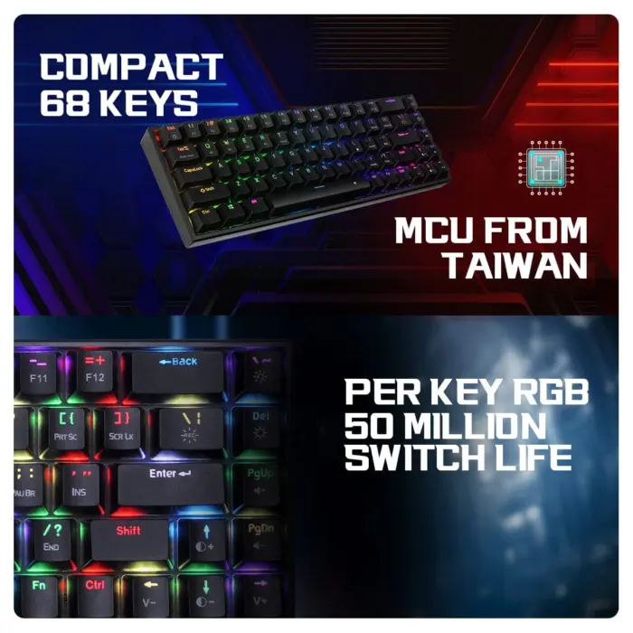 Cosmic Byte CB-GK-40 Artemis Wired + Wireless + Bluetooth 68 Key Per Key RGB Mechanical Gaming Keyboard - Image 8