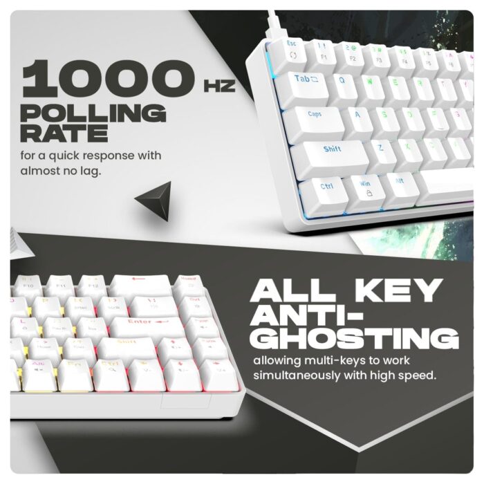 Cosmic Byte Artemis White 68 keys RGB Mechanical keyboard,Outemu Swappable Blue Switch GK36 - Image 5