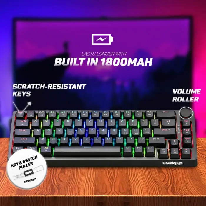 Cosmic Byte CB-GK-33 Astra Hot-Swappable Mechanical Wired & Bluetooth Keyboard with Per Key RGB and Software - Image 2
