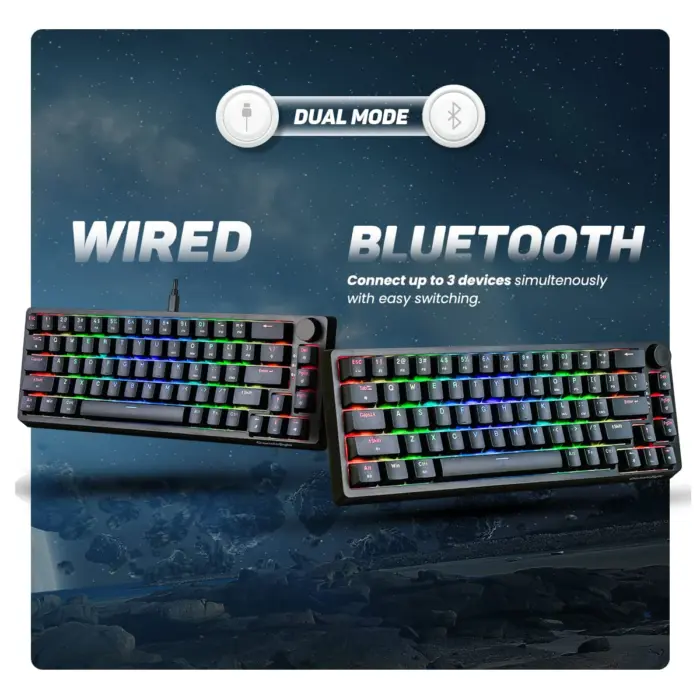 Cosmic Byte CB-GK-33 Astra Hot-Swappable Mechanical Wired & Bluetooth Keyboard with Per Key RGB and Software - Image 11