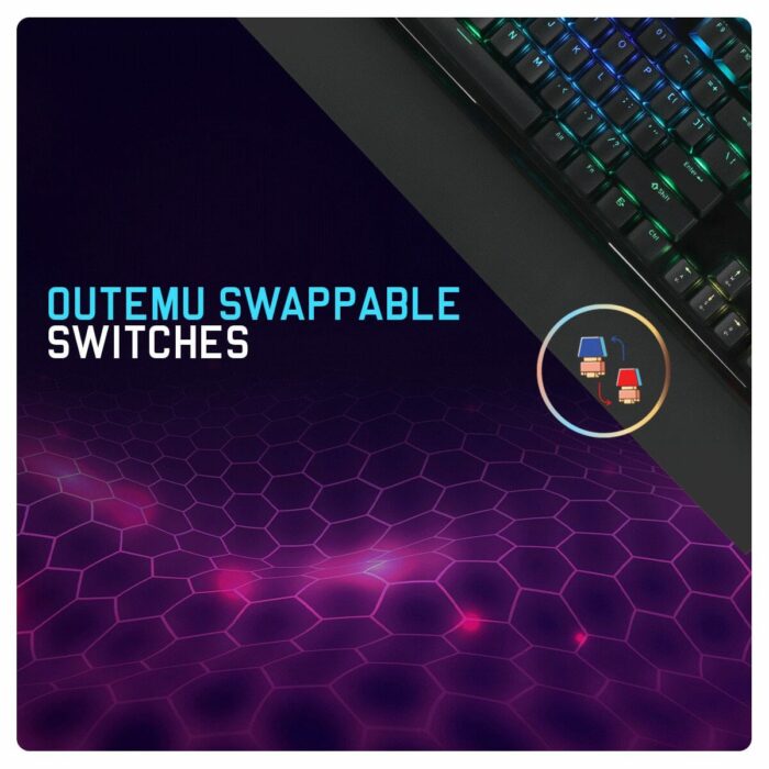 Cosmic Byte Black Eye Pro GK29 (Blue Switch),Full Length Keyboard,Per Key RGB,Wrist Rest,Swappable Outemu Switches - Image 3