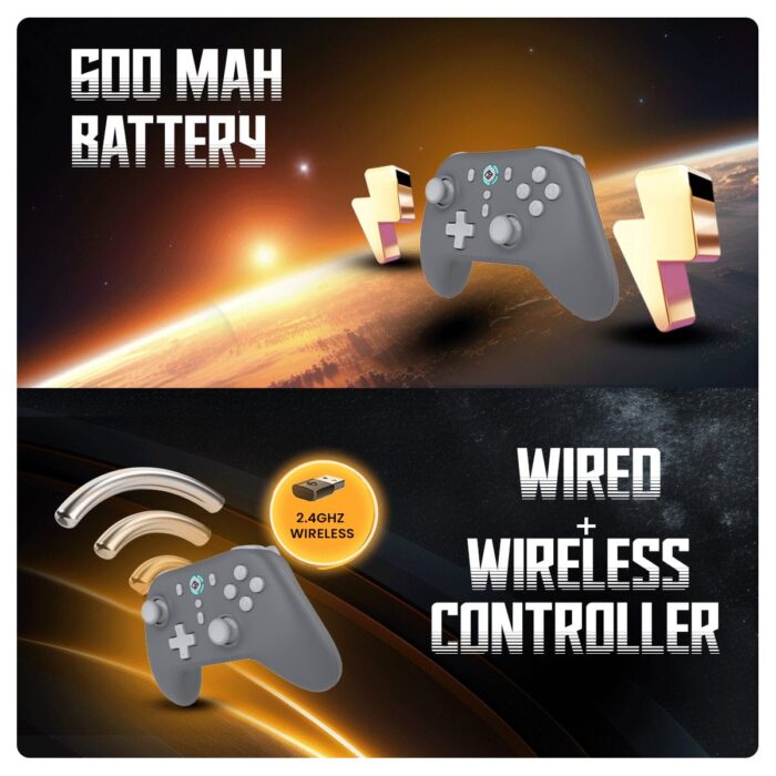 Cosmic Byte Blitz Wired + Wireless Gamepad for PC,Hall Effect Joystick & Triggers,1000 Hz Polling Rate (Grey) - Image 7