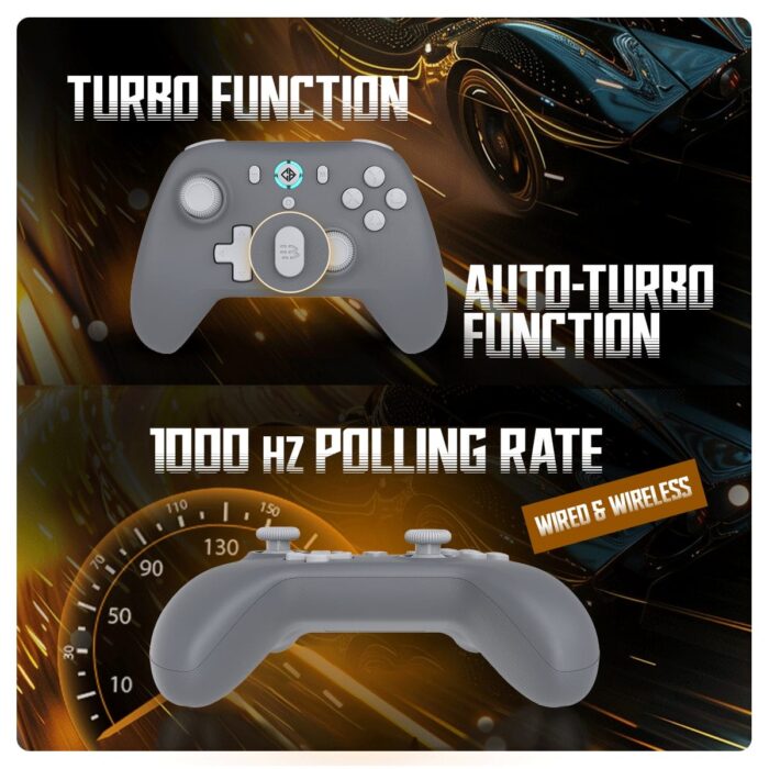 Cosmic Byte Blitz Wired + Wireless Gamepad for PC,Hall Effect Joystick & Triggers,1000 Hz Polling Rate (Grey) - Image 6
