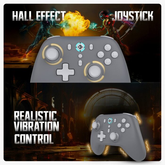 Cosmic Byte Blitz Wired + Wireless Gamepad for PC,Hall Effect Joystick & Triggers,1000 Hz Polling Rate (Grey) - Image 5