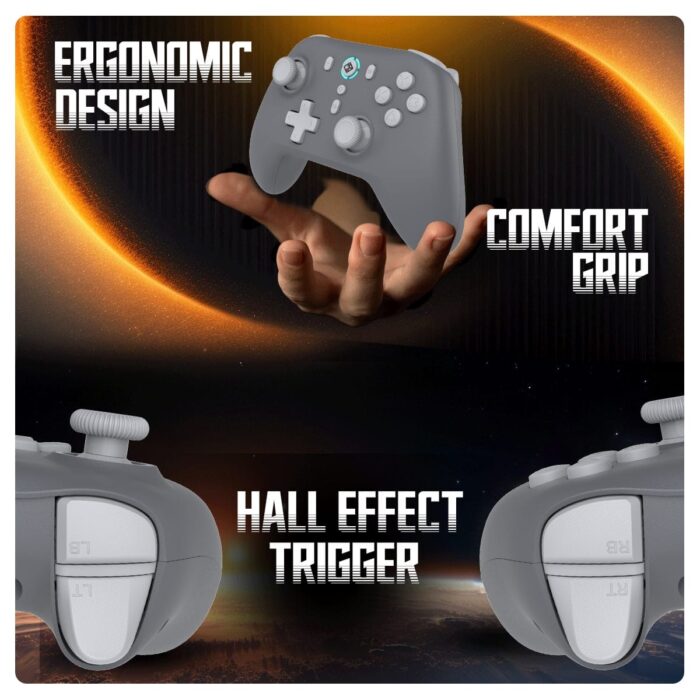 Cosmic Byte Blitz Wired + Wireless Gamepad for PC,Hall Effect Joystick & Triggers,1000 Hz Polling Rate (Grey) - Image 3