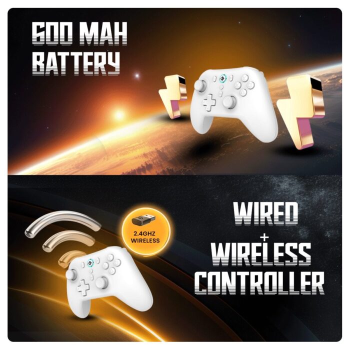 Cosmic Byte Blitz Wired + Wireless Gamepad for PC,Hall Effect Joystick & Triggers,1000 Hz Polling Rate(White) - Image 2