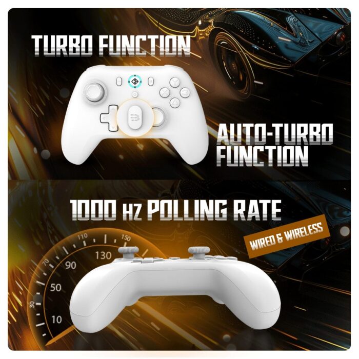 Cosmic Byte Blitz Wired + Wireless Gamepad for PC,Hall Effect Joystick & Triggers,1000 Hz Polling Rate(White) - Image 6