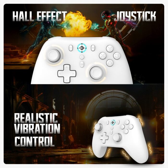 Cosmic Byte Blitz Wired + Wireless Gamepad for PC,Hall Effect Joystick & Triggers,1000 Hz Polling Rate(White) - Image 5