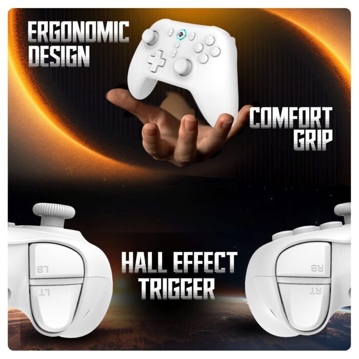 Cosmic Byte Blitz Wired + Wireless Gamepad for PC,Hall Effect Joystick & Triggers,1000 Hz Polling Rate(White) - Image 4