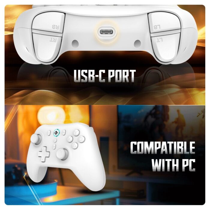 Cosmic Byte Blitz Wired + Wireless Gamepad for PC,Hall Effect Joystick & Triggers,1000 Hz Polling Rate(White) - Image 3