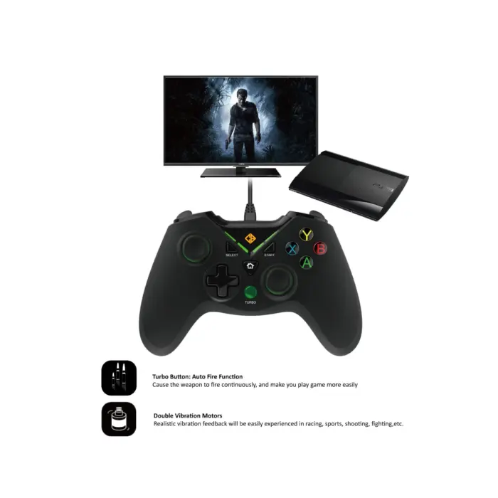 Cosmic Byte C1070T Interstellar Wired Gamepad for PC/PS3 support for Windows XP/7/8/10, Rubberized Texture, Driver - Image 3