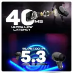 Cosmic Byte CosmoBuds X220 Compact True Wireless Earbuds (TWS), BT 5.3, 40ms Latency GOD Mode™, Music Mode, 40Hrs, DNS, ENC, IPX5, IOP™, Voice Assistant (Black) - Image 2
