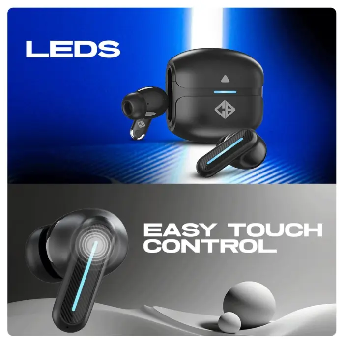 Cosmic Byte CosmoBuds X220 Compact True Wireless Earbuds (TWS), BT 5.3, 40ms Latency GOD Mode™, Music Mode, 40Hrs, DNS, ENC, IPX5, IOP™, Voice Assistant (Black) - Image 4