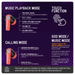 Cosmic Byte Cosmobuds X50 TWS Gaming Earbuds,Bluetooth 5.3,Dual modes Music & Gaming,40 ms Low Latency ,DNS Quad Mics (Red) - Image 6