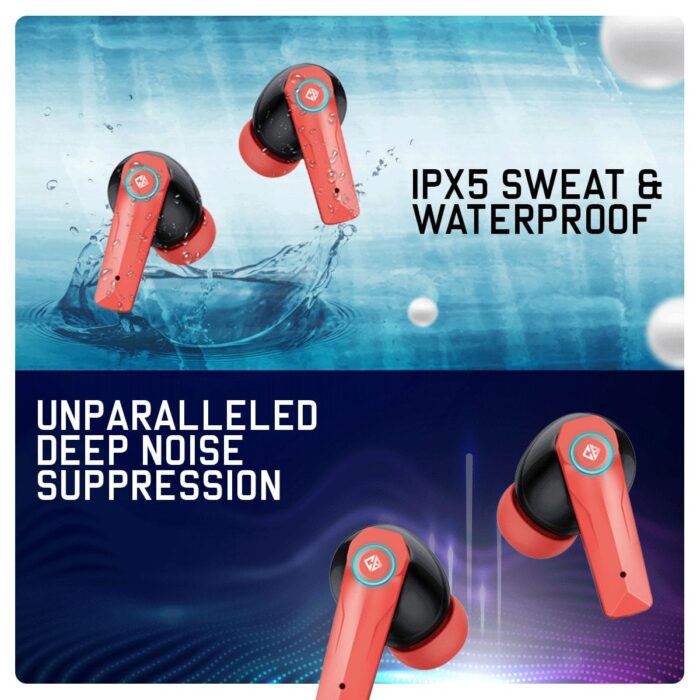 Cosmic Byte Cosmobuds X50 TWS Gaming Earbuds,Bluetooth 5.3,Dual modes Music & Gaming,40 ms Low Latency ,DNS Quad Mics (Red) - Image 5