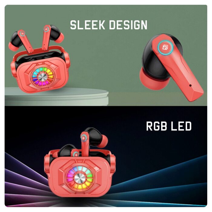 Cosmic Byte Cosmobuds X50 TWS Gaming Earbuds,Bluetooth 5.3,Dual modes Music & Gaming,40 ms Low Latency ,DNS Quad Mics (Red) - Image 4