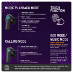 Cosmic Byte Cosmobuds X50 TWS Gaming Earbuds,Bluetooth 5.3,Dual modes Music & Gaming,40 ms Low Latency ,DNS Quad Mics (Black) - Image 8