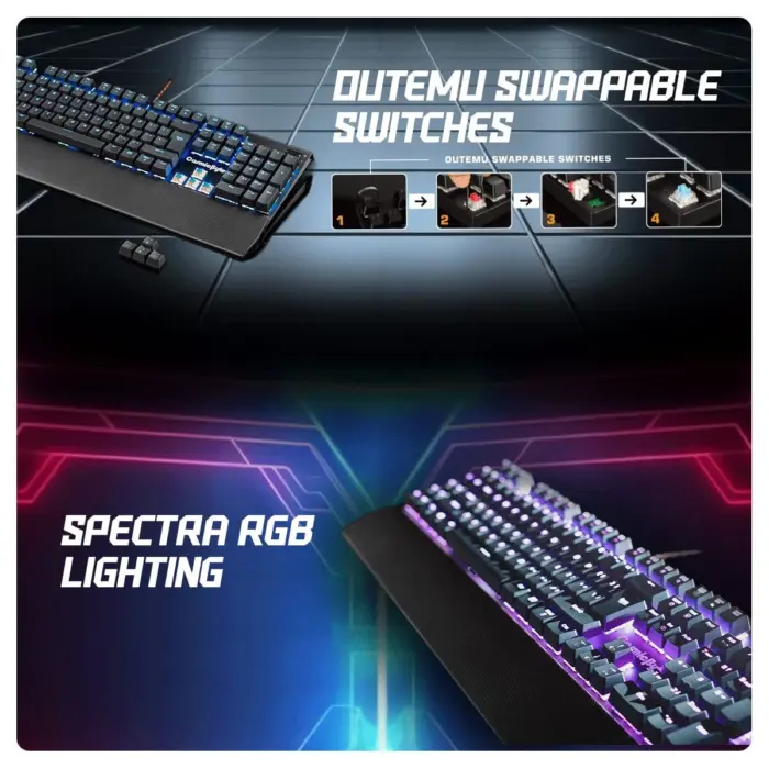 Cosmic Byte CB-GK-24 Equinox Alturas Mechanical Keyboard with Upgraded with Swappable Outemu Blue Switches (Black) - Image 6