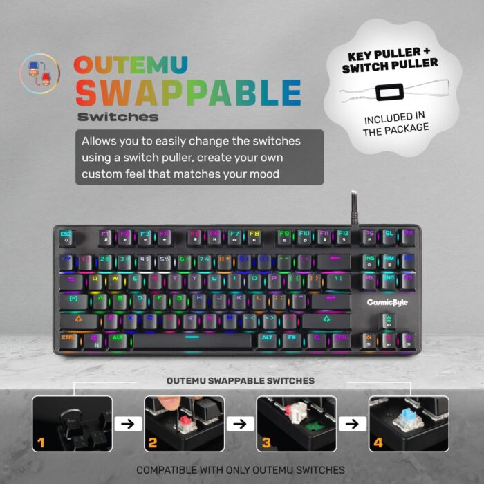 Cosmic Byte 'Firefly' per key RGB Ten-Keyless Mechanical Keyboard CB-GK-16 - Image 9