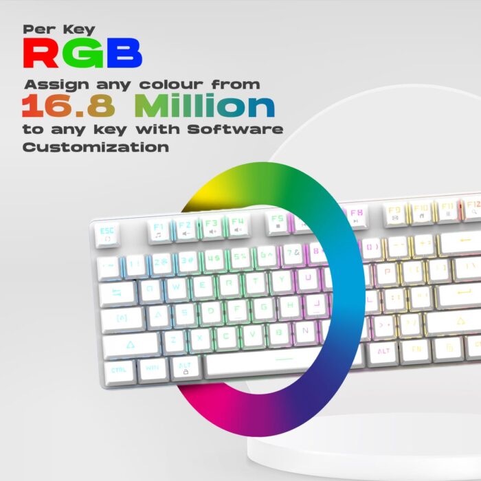 Cosmic Byte 'Firefly' WHITE GK37 per key RGB Ten-Keyless Mechanical Keyboard CB-GK-37 White - Image 8