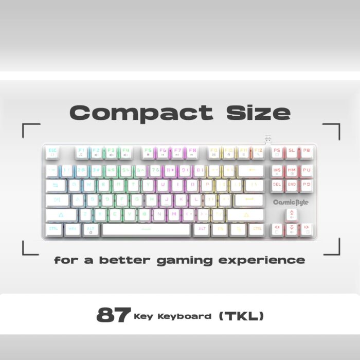 Cosmic Byte 'Firefly' WHITE GK37 per key RGB Ten-Keyless Mechanical Keyboard CB-GK-37 White - Image 7