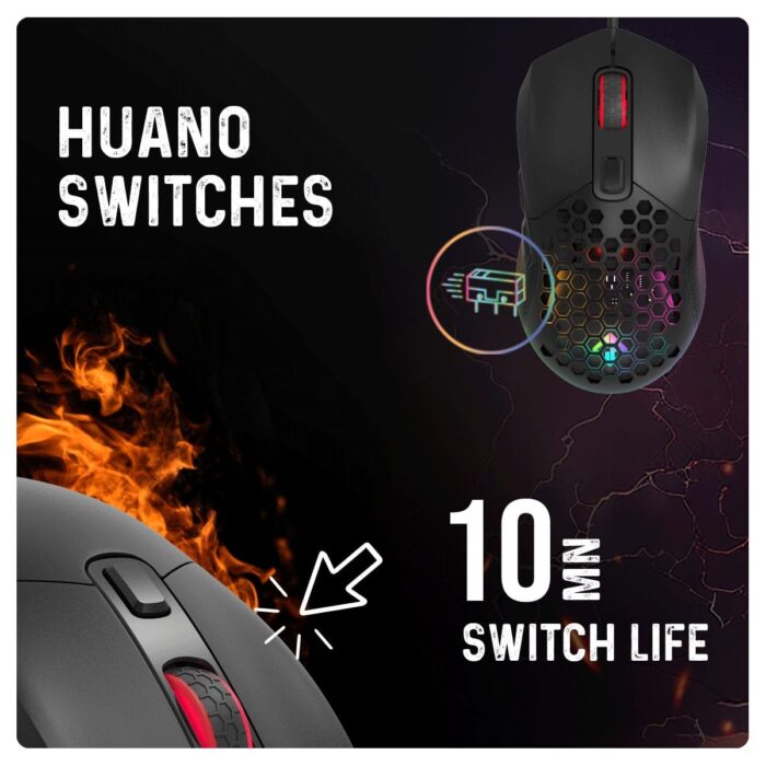 Cosmic Byte Firestorm,67 gms lightweight,1000Hz Polling Rate,Pixart 3327 Sensor,7 Buttons,Customizable DPI (Black) - Image 9