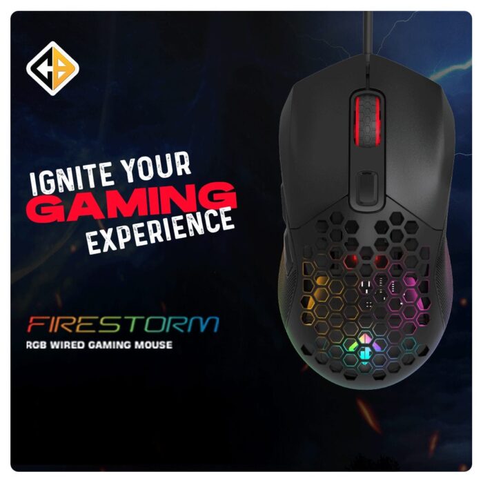 Cosmic Byte Firestorm,67 gms lightweight,1000Hz Polling Rate,Pixart 3327 Sensor,7 Buttons,Customizable DPI (Black) - Image 3