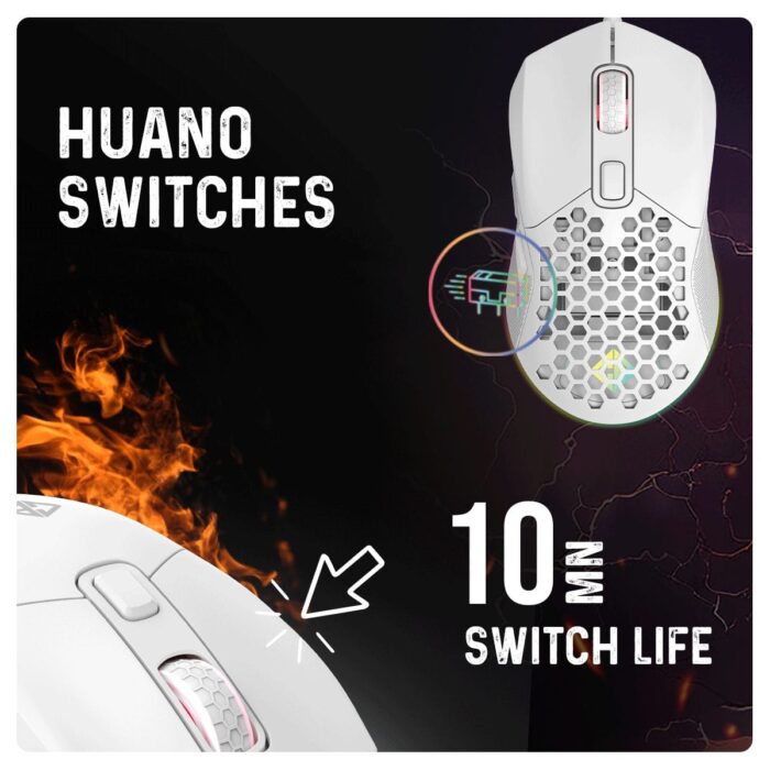 Cosmic Byte Firestorm,67 gms lightweight,1000Hz Polling Rate,Pixart 3327 Sensor,7 Buttons,Customizable DPI (White) - Image 4
