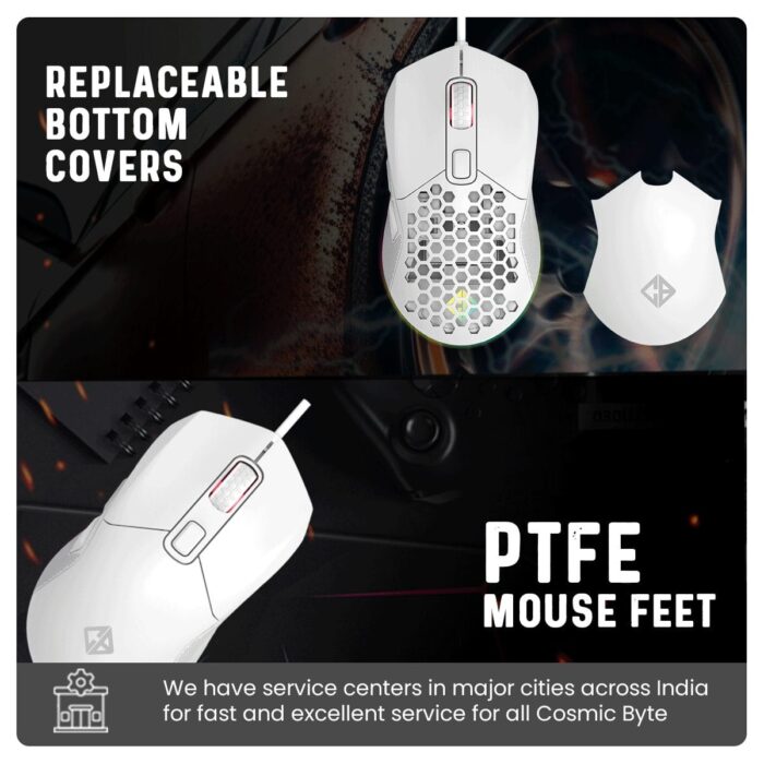 Cosmic Byte Firestorm,67 gms lightweight,1000Hz Polling Rate,Pixart 3327 Sensor,7 Buttons,Customizable DPI (White) - Image 8