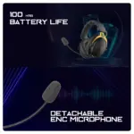 Cosmic Byte Hades 2.4Ghz Wireless + Bluetooth Headphone, 20ms Latency, 100Hrs Battery Life, 53mm Driver (Black) - Image 4
