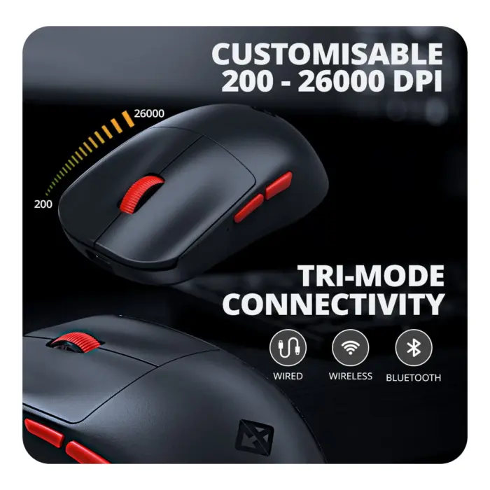 Cosmic Byte Hypernova Tri-Mode Wireless/Bluetooth/Wired Gaming Mouse (Pixart 3395 sensor,55 gms Lightweight,200-26000 DPI,8000 Hz Polling rate,Replacable Battery) - Image 4