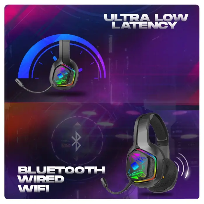 Cosmic Byte Immortal 2.4Ghz Wireless + Bluetooth + Wired Headphone (Black) - Image 8
