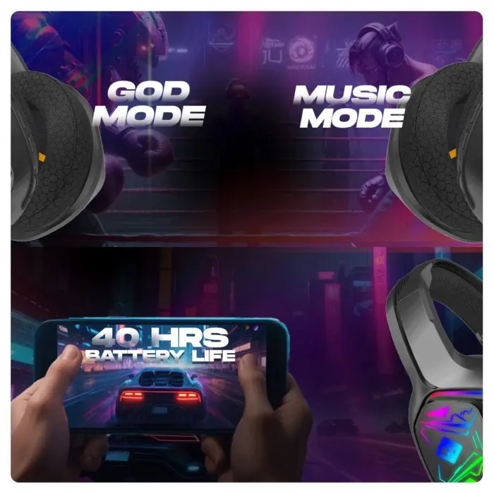 Cosmic Byte Immortal 2.4Ghz Wireless + Bluetooth + Wired Headphone (Black) - Image 5