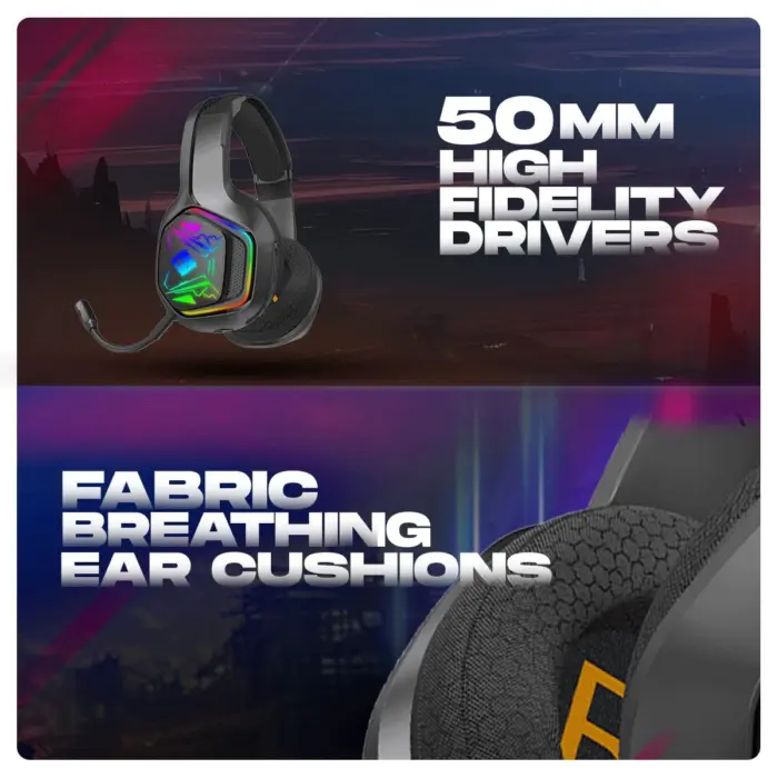 Cosmic Byte Immortal 2.4Ghz Wireless + Bluetooth + Wired Headphone (Black) - Image 2