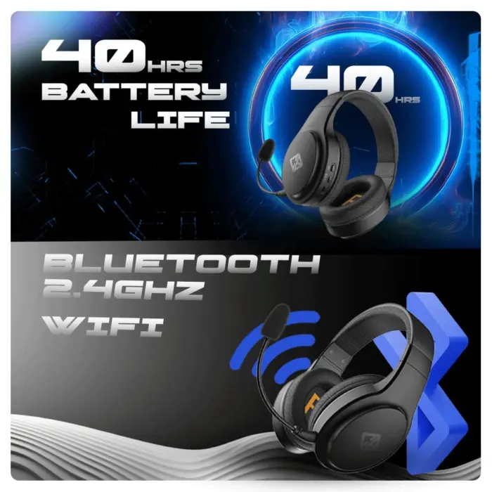 Cosmic Byte Inferno 2.4Ghz Wireless + Bluetooth + Wired Headphone Black - Image 2